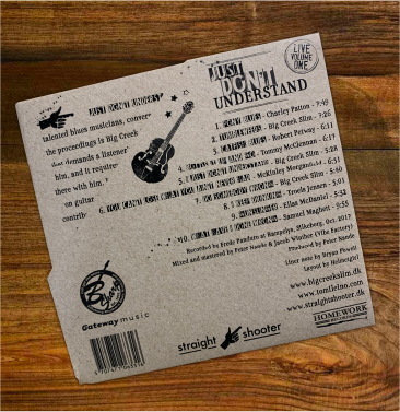 backside of CD cover recycled paper rustic design